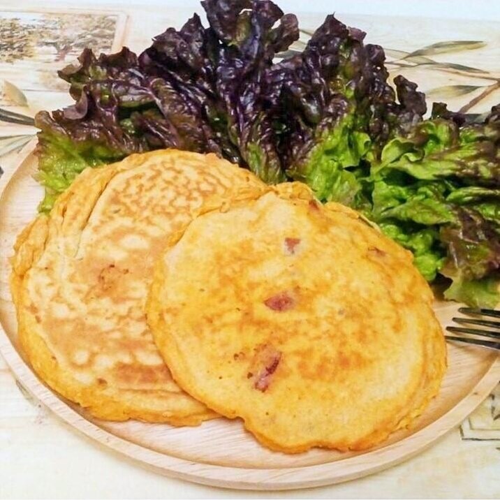 残ったカレーでおかずパンケーキ♡ホットプレートでも